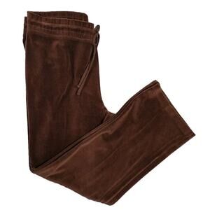 Velour Jogger Pants Brown Tie Waist Flat Vintage Y2K Women’s Size L